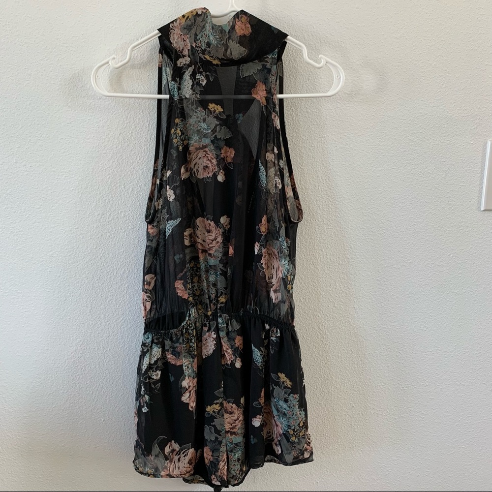 Audrey 3+1 Sleeveless Black Floral Romper!